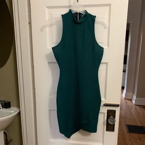 Green high neck dress